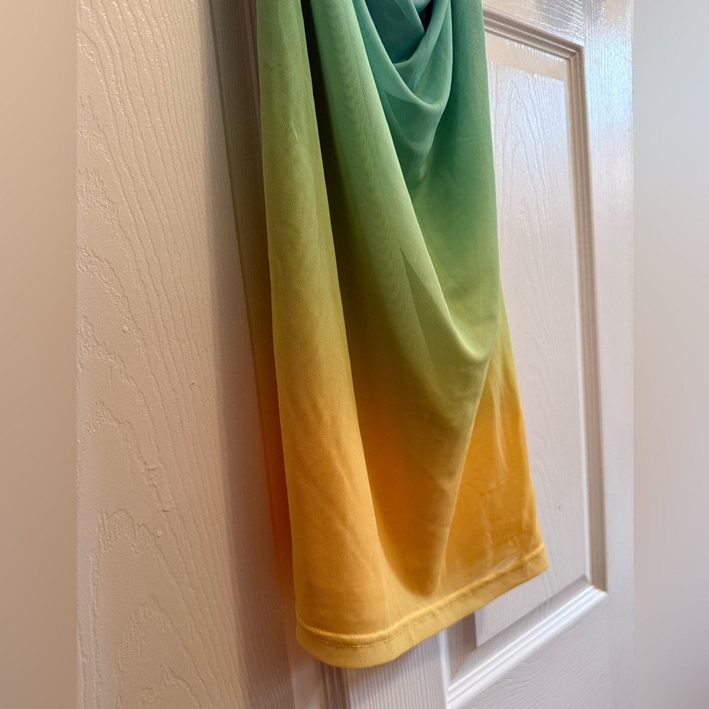 Runaway the Label Blue Green Yellow Ombre One-Shoulder Dress (size Medium) - Picture 7 of 8
